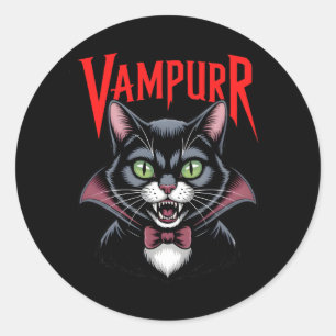 Spooky Dapper Vampurr Vampire Cat Halloween Runder Aufkleber