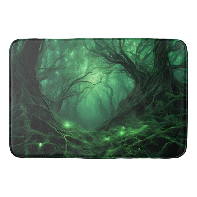Spooky Dark Green Forest Badematte (Vorderseite)