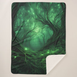 Spooky Dark Green Forest Sherpadecke