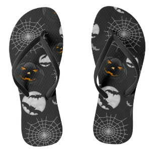 Spooky Dark Halloween Pattern Flip Flops
