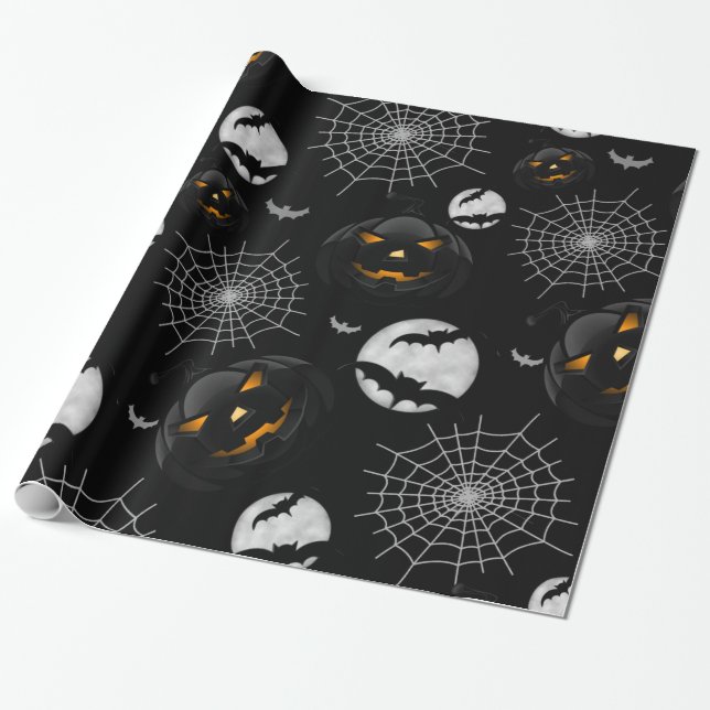 Spooky Dark Halloween Pattern Geschenkpapier (Ungerollt)