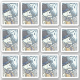 SPOOKY DEAD MAN SKULL RAUCHEN GHOST IM FRIEDHOF AUFKLEBER