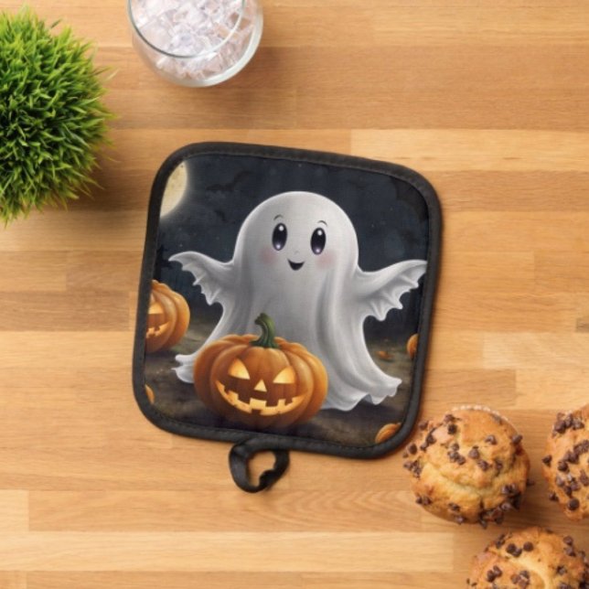 Spooky Delight: Hoher Halloween Spaß Topflappen (Pot Holder Full rubber protection cover no slip silicon hanging loop. )