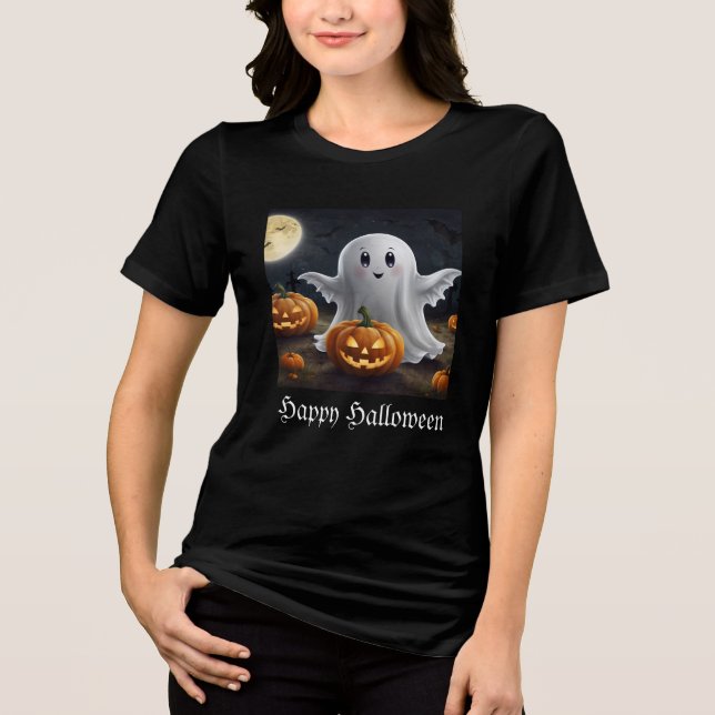 Spooky Delight: Hoher Halloween Spaß Tri-Blend Shirt (Vorderseite)