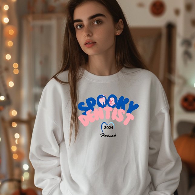 Spooky Dentist Personalisierter Name Halloween-Ges Sweatshirt (Von Creator hochgeladen)