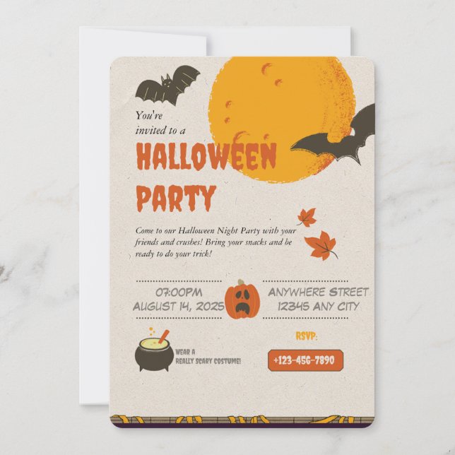 Spooky Dinge Halloween-Party Einladung (Vorderseite)