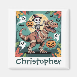 Spooky Dino Rider - Skelett auf Mummy T-Rex Magnet