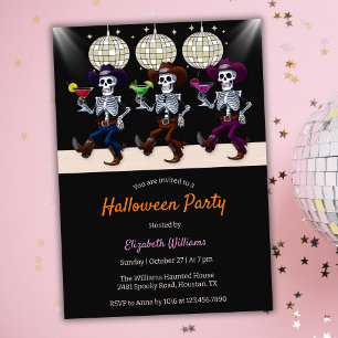 Spooky Disco Dancing Skeletts Halloween-Party Einladung
