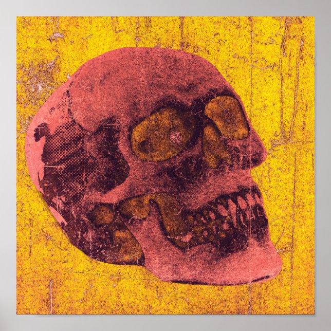 Spooky Distressed Skull Art Poster 12" x 12" (Vorne)
