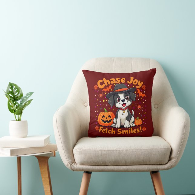 Spooky Dog Art: Halloween Joy & Lächeln holen! Kissen (Stuhl )