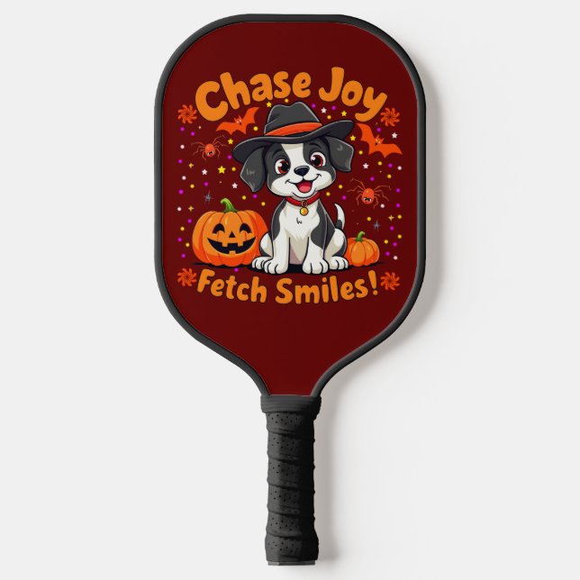 Spooky Dog Art: Halloween Joy & Lächeln holen! Pickleball Schläger (Vorderseite)