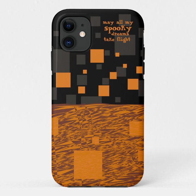 Spooky Dreams Halloween Orange Black Squares Grau Case-Mate iPhone Hülle (Rückseite)