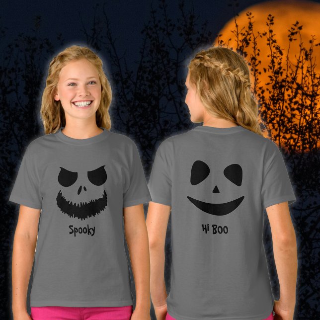 Spooky Dual Face Front und Back Halloween T-Shirt (Von Creator hochgeladen)