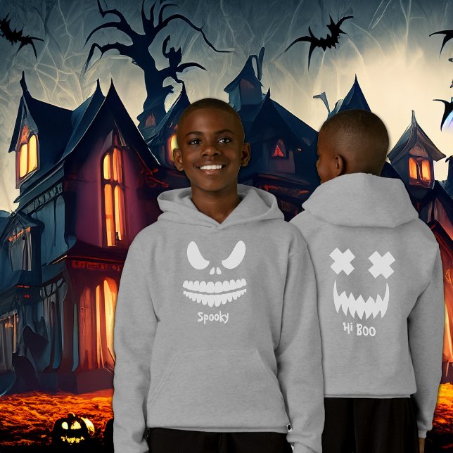 Spooky Dual White Face Front und Back Halloween Hoodie (Von Creator hochgeladen)