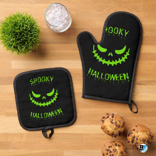 Spooky - dunkles Halloween-Party Ofenhandschuh & Topflappen-Set
