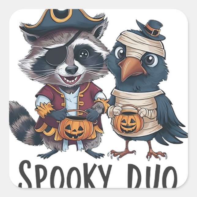 Spooky Duo Quadratischer Aufkleber (Vorderseite)