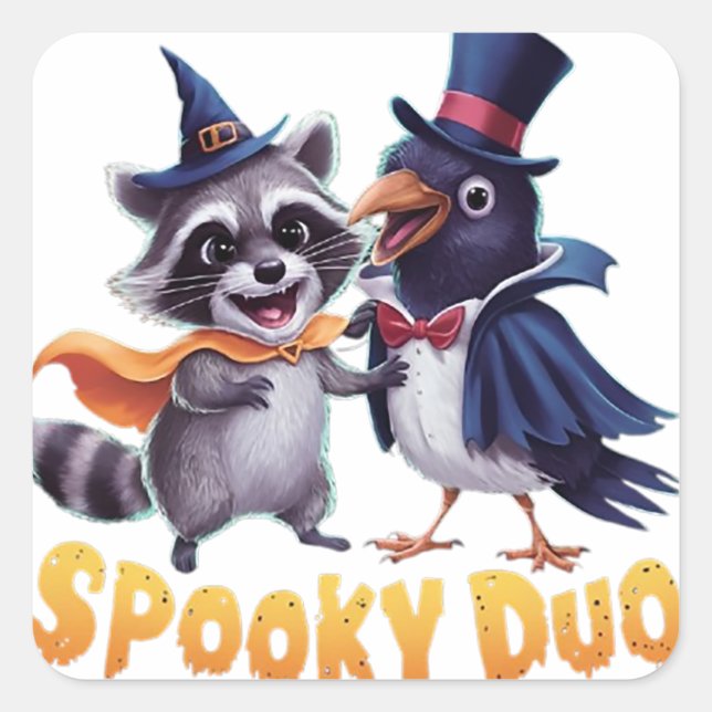 Spooky Duo Quadratischer Aufkleber (Vorderseite)