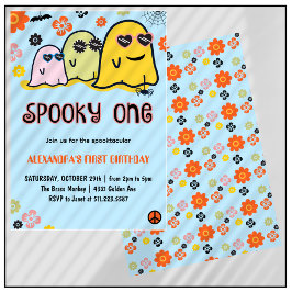 Spooky ein Ghost Groovy Halloween 1. Geburtstag Einladung