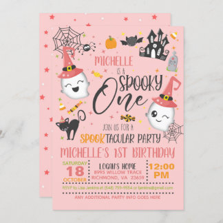 Spooky Einladung eines Geburtstags - Rosa
