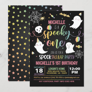 Spooky Einladung zum Geburtstag - Mädchen (schwarz