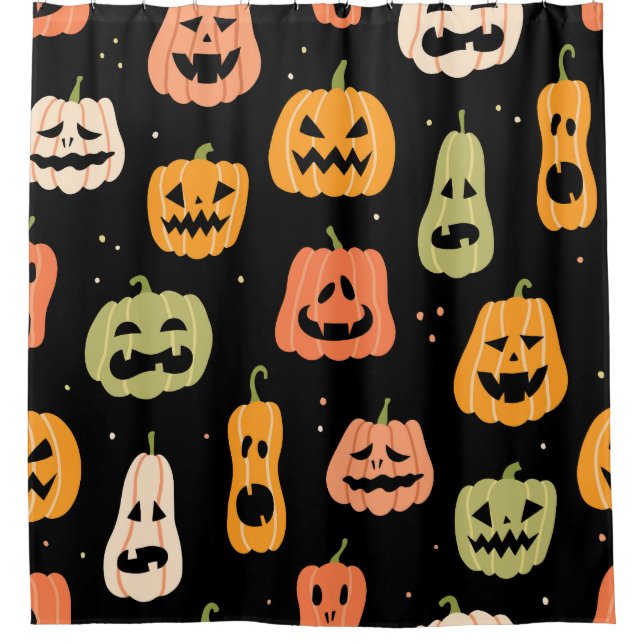 Spooky Elegance: Halloween Pumpkin Art Duschvorhang (Vorderseite)