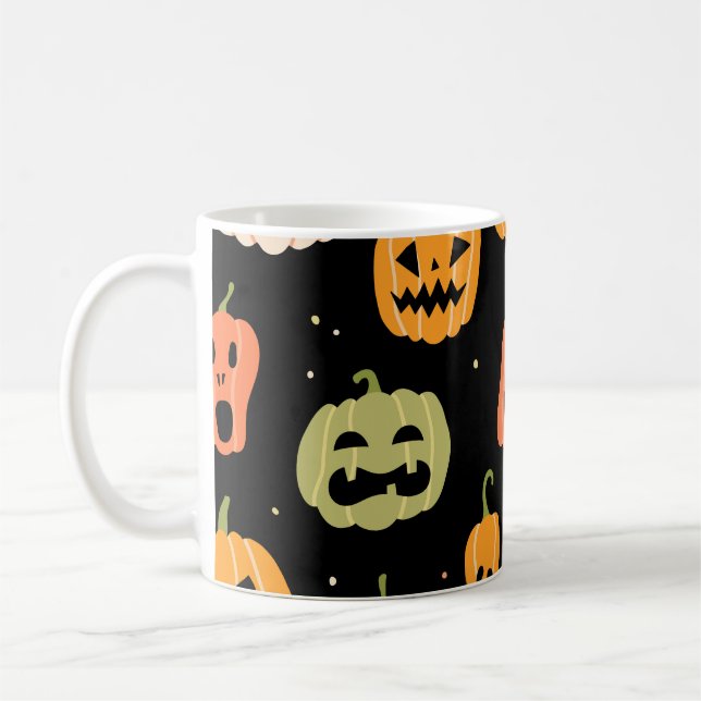 Spooky Elegance: Halloween Pumpkin Art Kaffeetasse (Links)