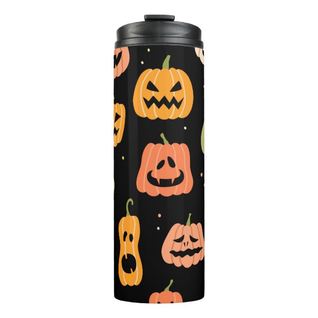 Spooky Elegance: Halloween Pumpkin Art Thermosbecher (Vorderseite)