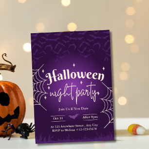Spooky Elegant Lila Halloween Night Party Einladung