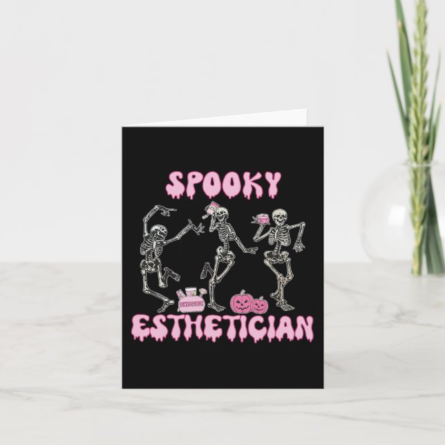 Spooky Esthetician Halloween Skeleton Hauttherapie Karte (Vorderseite)