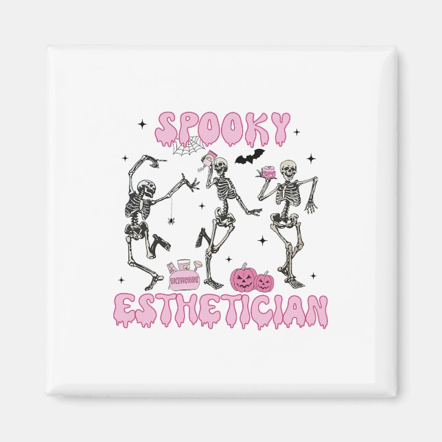 Spooky Esthetician Halloween Skeleton Hauttherapie Magnet (Vorne)