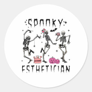 Spooky Esthetician Skeleton Halloween Design Runder Aufkleber