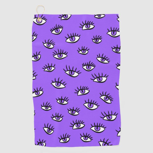 Spooky Evil Eyes Lila Halloween Golfhandtuch (Vorderseite)