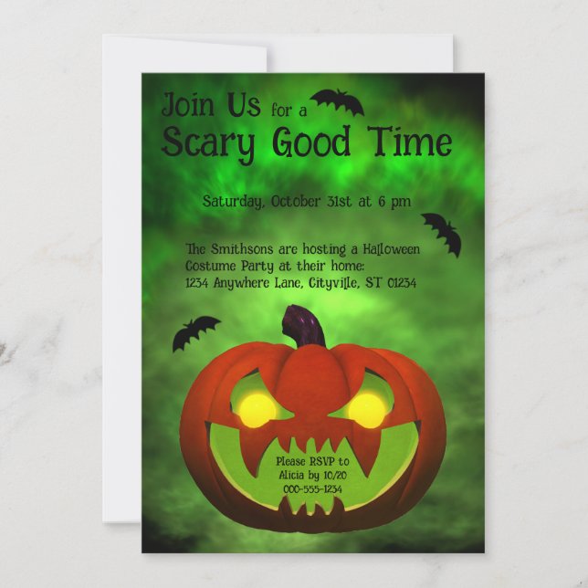 Spooky Evil Halloween Pumpkin Einladung (Vorderseite)