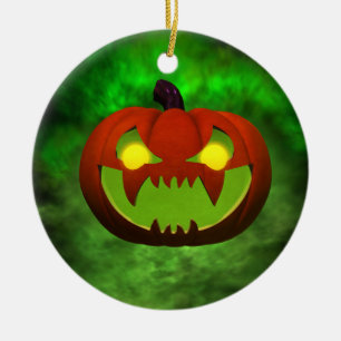 Spooky Evil Halloween Pumpkin Keramikornament
