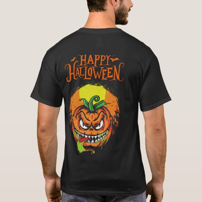 "Spooky Evil Pumpkin Halloween T-Shirt – Trick or  (Rückseite)