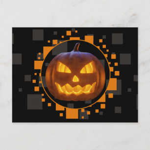 Spooky Evil Pumpkin Orange Black Grey Halloween Postkarte