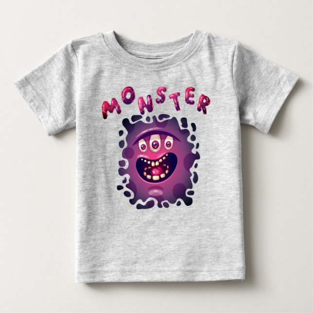 Spooky Expressions Fun Monster-Gesicht Baby T-shirt (Vorderseite)