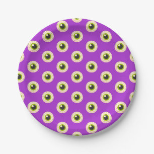 Spooky Eyeball Pattern auf Lila Halloween-Party Pappteller