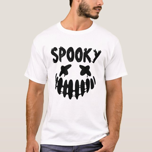 Spooky Face Happy Halloween für Männer T - Shirt (Vorderseite)