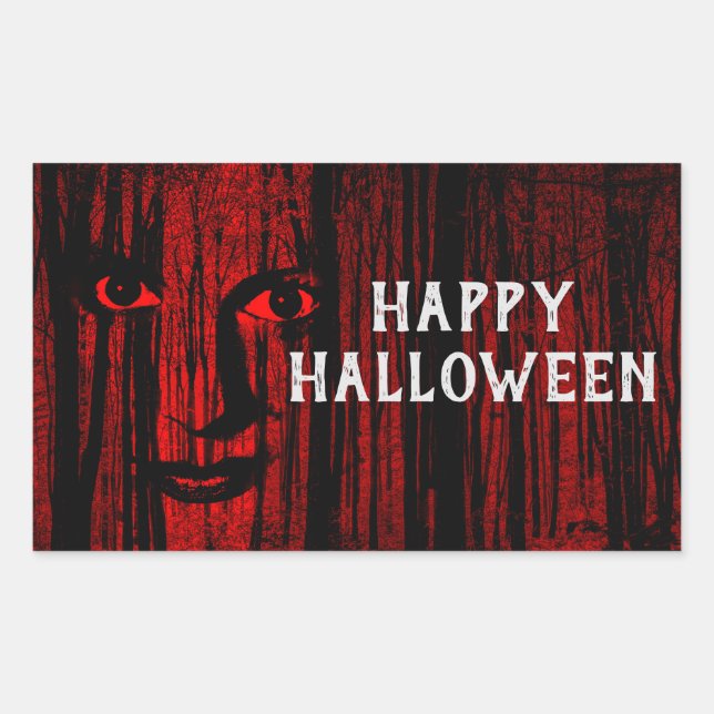 Spooky Face Rechteckiger Aufkleber (Vorderseite)