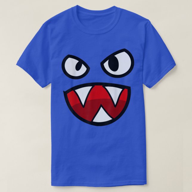 Spooky Face , Scary Angry Face Poiny Teeth T-Shirt (Design vorne)