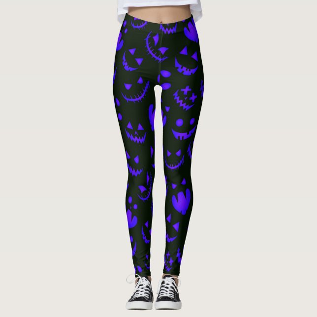 Spooky Faces Halloween Leggings (Vorderseite)