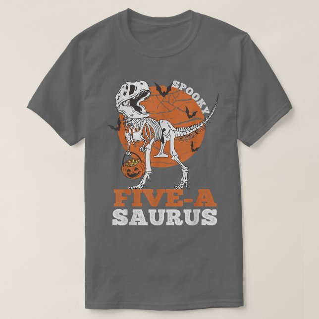 Spooky FiveA Saurus Dinosaurier Skeleton T re Pump T-Shirt (Design vorne)
