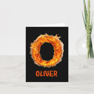 Spooky Flame Oliver Halloween Letter Boys Name Karte