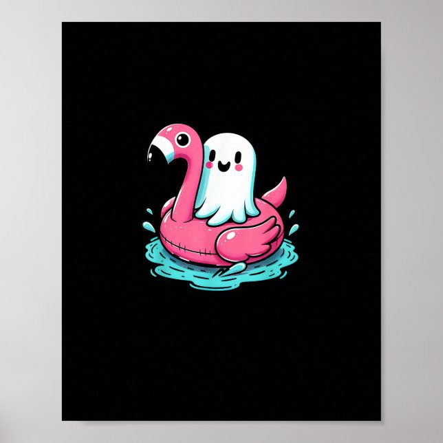 Spooky Flamingo Funny Spooky Summer Summerween Poster (Vorne)