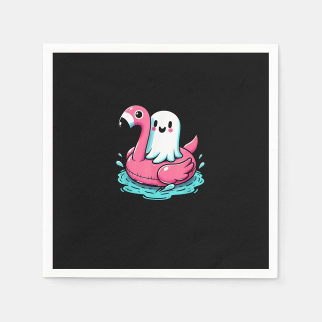 Spooky Flamingo Funny Spooky Summer Summerween Serviette (Vorderseite)