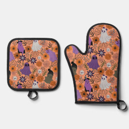 Spooky floral ofenhandschuh & Topflappen-Set