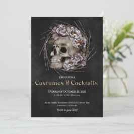 Spooky Floral Skull Halloween-Party Einladung