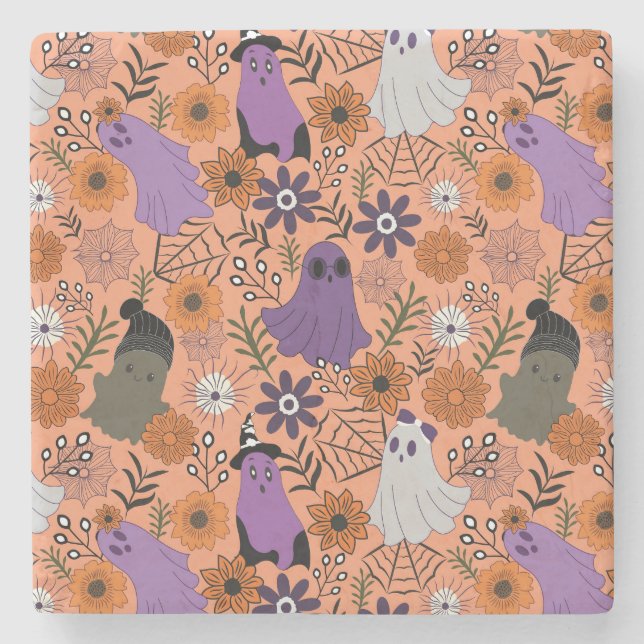 Spooky floral steinuntersetzer (Vorderseite)