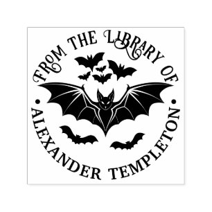 Spooky Flying Bats Bibliotheksname Permastempel
